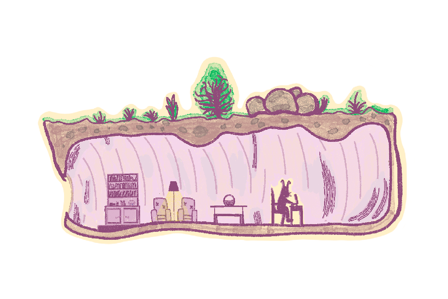 Ilustración de una madriguera en dos tonos